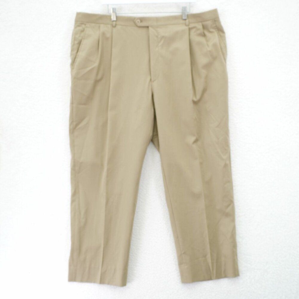 Hart Schaffner‎ Marx Wool Tan Pleated High Rise Dress Pants Trousers 42/28 Lined